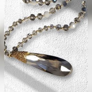 Faceted Crystal Teardrop Necklace and Earring Set